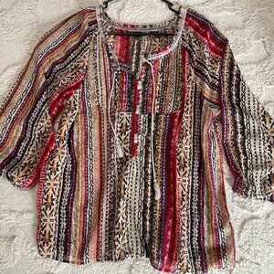 Bohemian 3/4 Sleeve Warm Colored Blouse